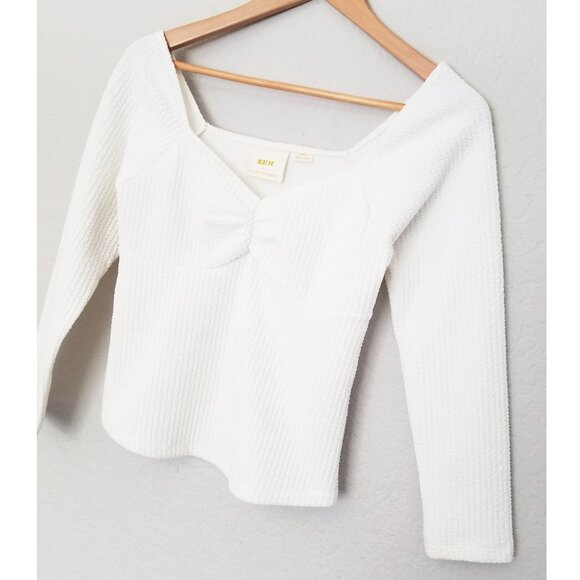 Maeve By Anthropologie Textured Sweetheart Knit Top Ivory White Size XS $78 - Picture 10 of 15